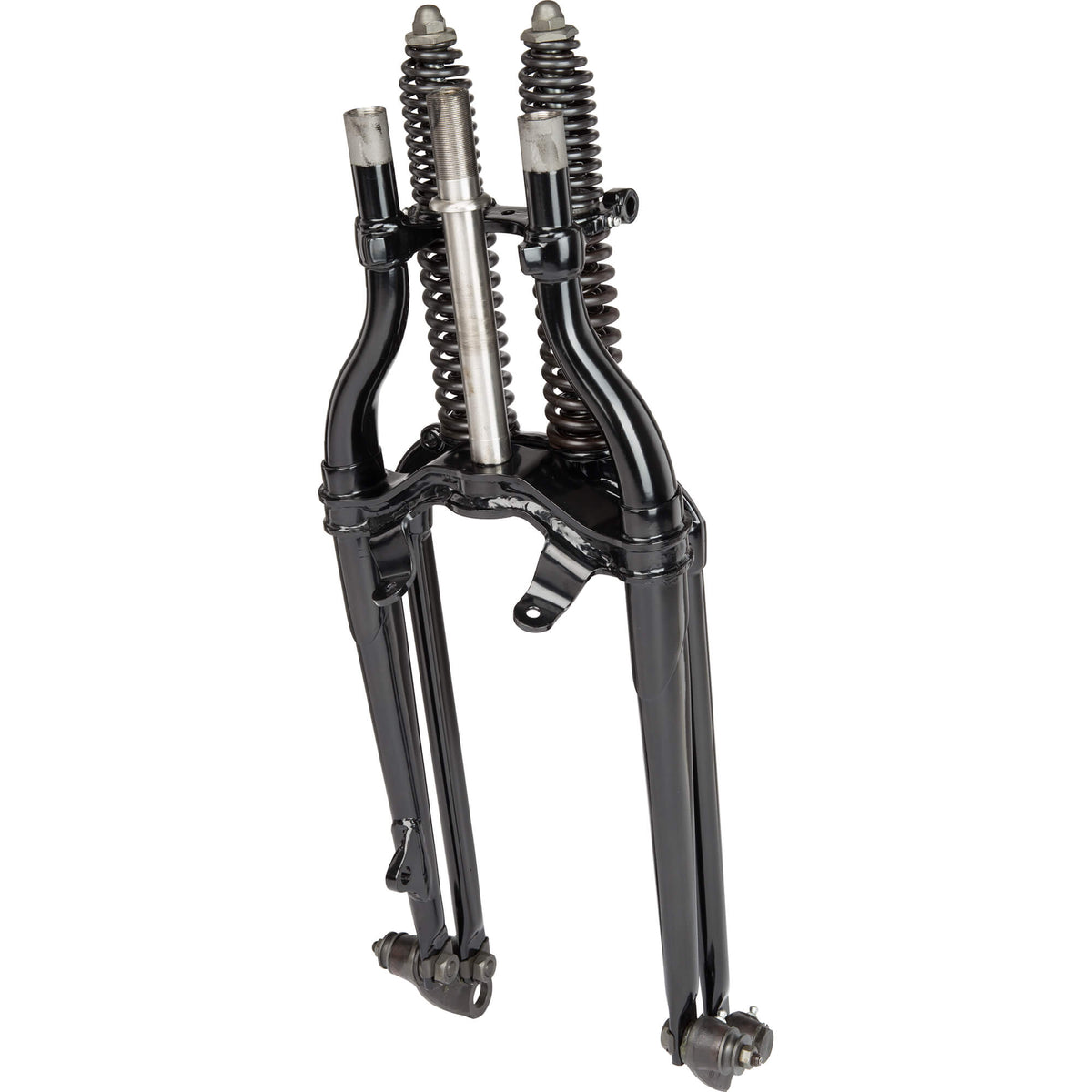 Classic Inline Springer Front Fork - Black/Black Springs - Stock Length