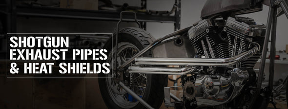 Lowbrow Customs Shotgun Exhaust Pipes & Cast Aluminum Heat Shields