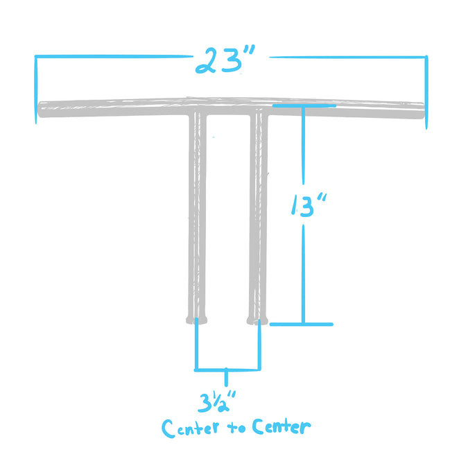 T-Bar Handlebars - 12 inch Rise - 1 inch - Stainless Steel