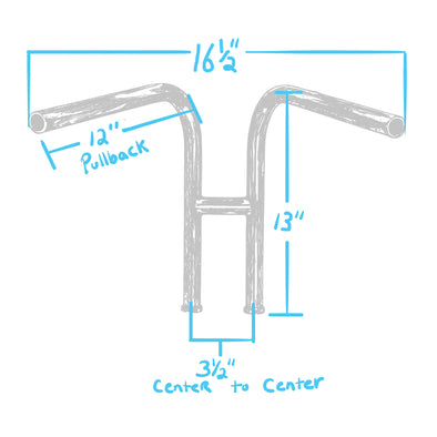 Rabbit Ears Handlebars - 12 inch Rise - 1 inch - Stainless Steel