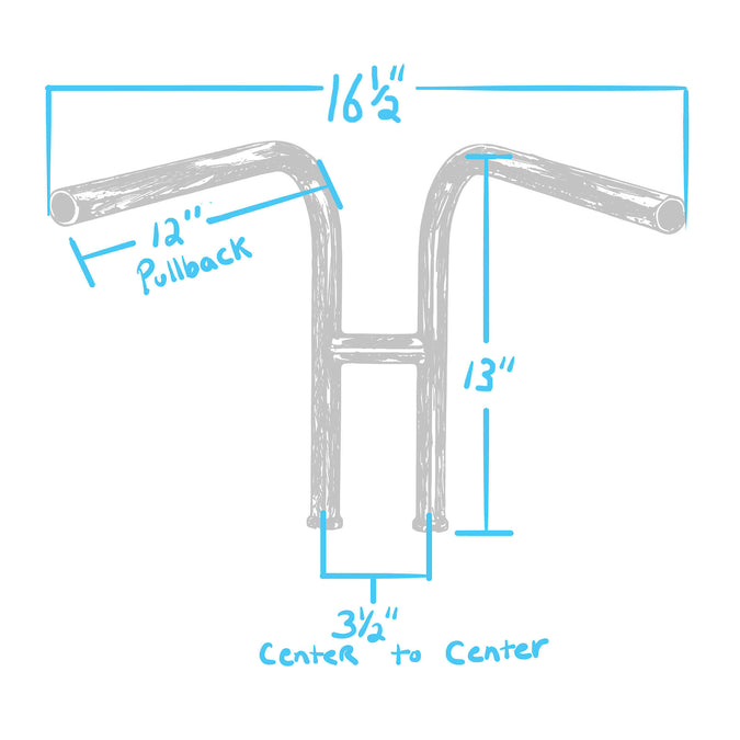 Rabbit Ears Handlebars - 12 inch Rise - 1 inch - Stainless Steel