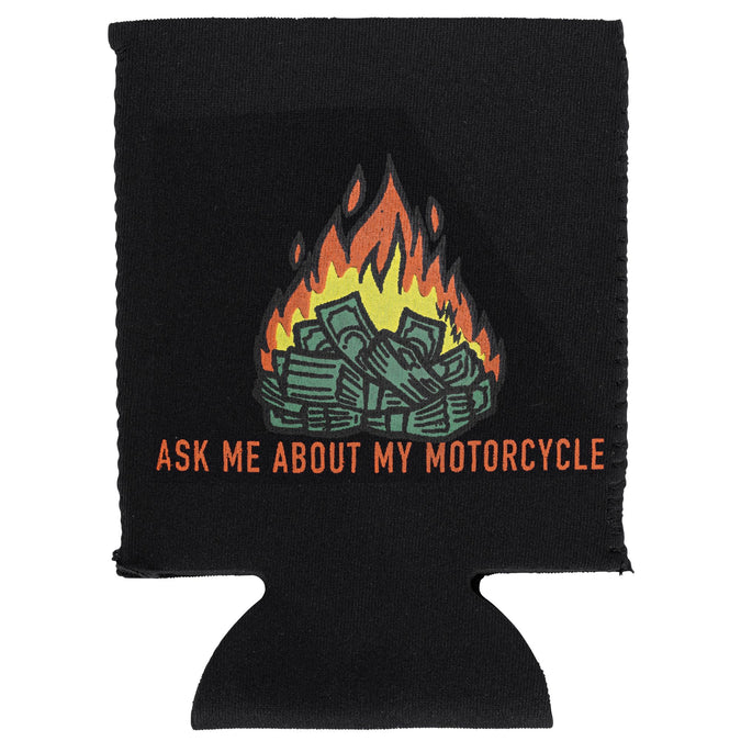 Ask Me About My Motorcycle Koozie - Black