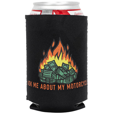 Ask Me About My Motorcycle Koozie - Black