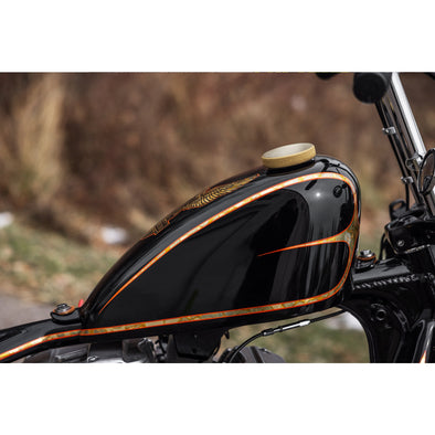 Billet Bayonet / Cam Harley Style Vented Gas Cap - Polished Brass