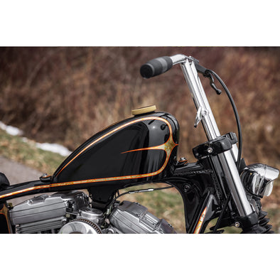 Billet Bayonet / Cam Harley Style Vented Gas Cap - Polished Brass