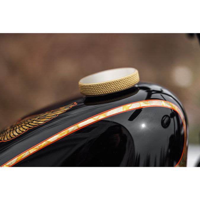 Billet Bayonet / Cam Harley Style Vented Gas Cap - Polished Brass