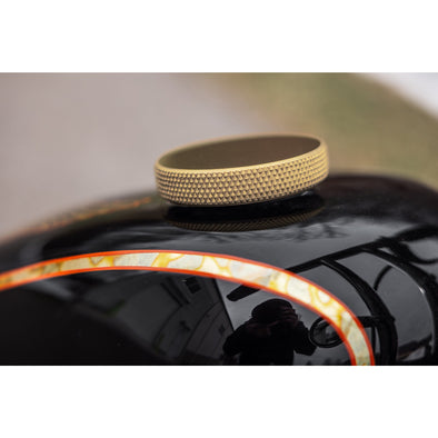 Billet Bayonet / Cam Harley Style Vented Gas Cap - Polished Brass