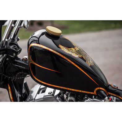 Billet Bayonet / Cam Harley Style Vented Gas Cap - Polished Brass