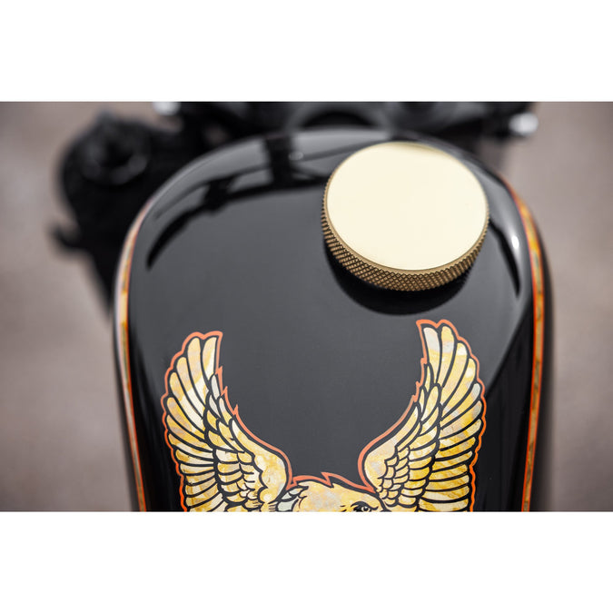 Billet Bayonet / Cam Harley Style Vented Gas Cap - Polished Brass