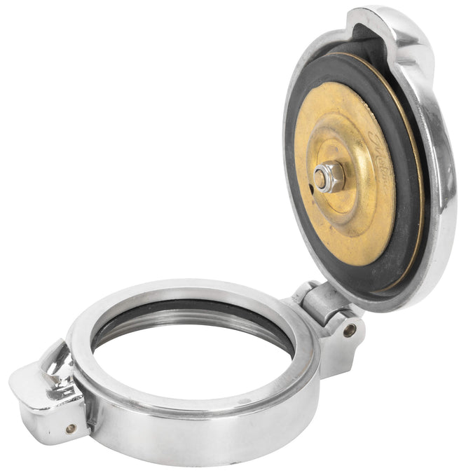 Monza Flip-Up Gas Cap - Polished Aluminum - 2.5" Diameter