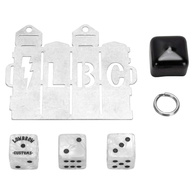 Dice Holder Keychain Kit with White Lowbrow Dice