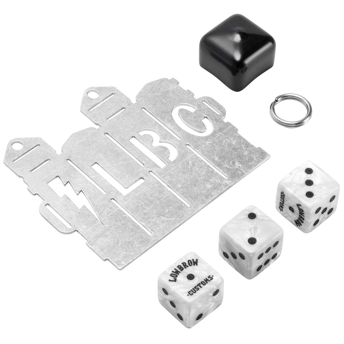 Dice Holder Keychain Kit with White Lowbrow Dice