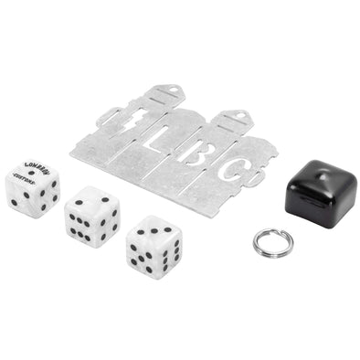 Dice Holder Keychain Kit with White Lowbrow Dice