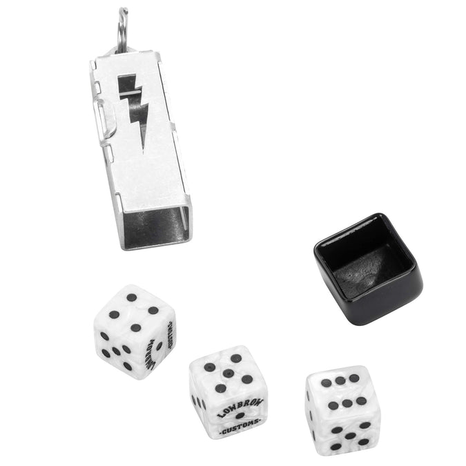 Dice Holder Keychain Kit with White Lowbrow Dice