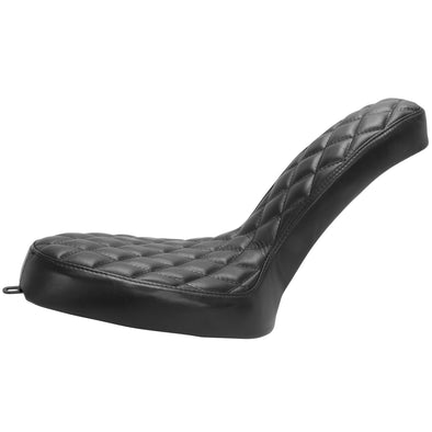 Cobra 2-Up Seat - Black Leather - Diamond - for Harley OEM Factory Rigid Frames