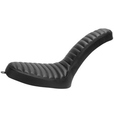 Cobra 2-Up Seat - Black Leather - Horizontal Pleat - for Harley OEM Factory Rigid Frames