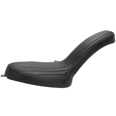 Cobra 2-Up Seat - Black Leather - Vertical Pleat - for Harley OEM Factory Rigid Frames