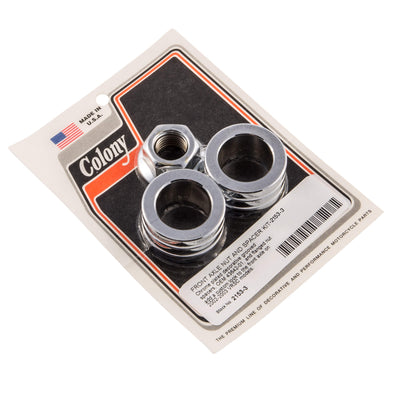 #2153-3 Front Axle Nut and Spacer Kit Grooved 2002-2003 Harley-Davidson VRSC - Chrome Plated