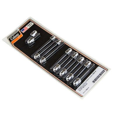#7629-14 High Crown Acorn Rocker Box Bolt Kit 1977-1985 Harley-Davidson Sportster - Chrome Plated