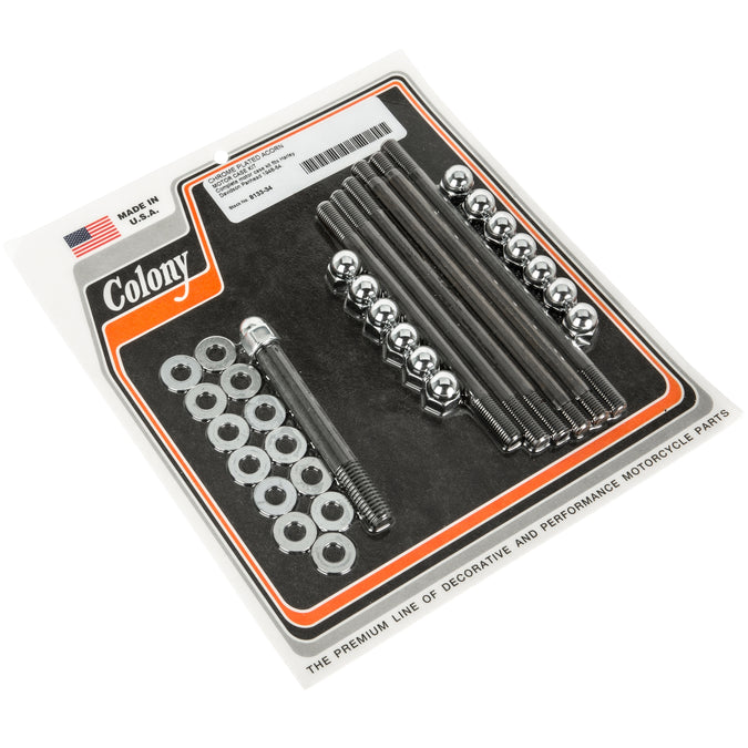 #8133-34 Motor Case Kit Acorn Head 1948-1964 Harley-Davidson Panhead - Chrome Plated