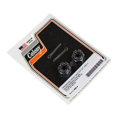 #9690-4 Front Axle Nut Kit Parkerized 1937-1952 Harley-Davidson 45 Solo - Parkerized