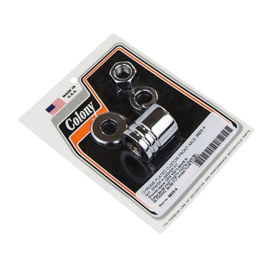 #9825-4 Custom Ribbed Front Axle Nut & Spacer Kit 1984-1996 Harley-Davidson FXST/FXSTC/FXSTB 1984-1994 FXDWG/FLT - Chrome Plated