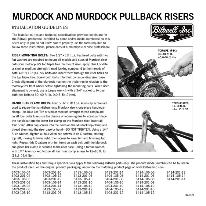 Murdock Pullback Risers - Black - 12 inch