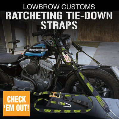 Lowbrow Customs Moto Parts And Accessories Shop Garage Banner chopper  bobber