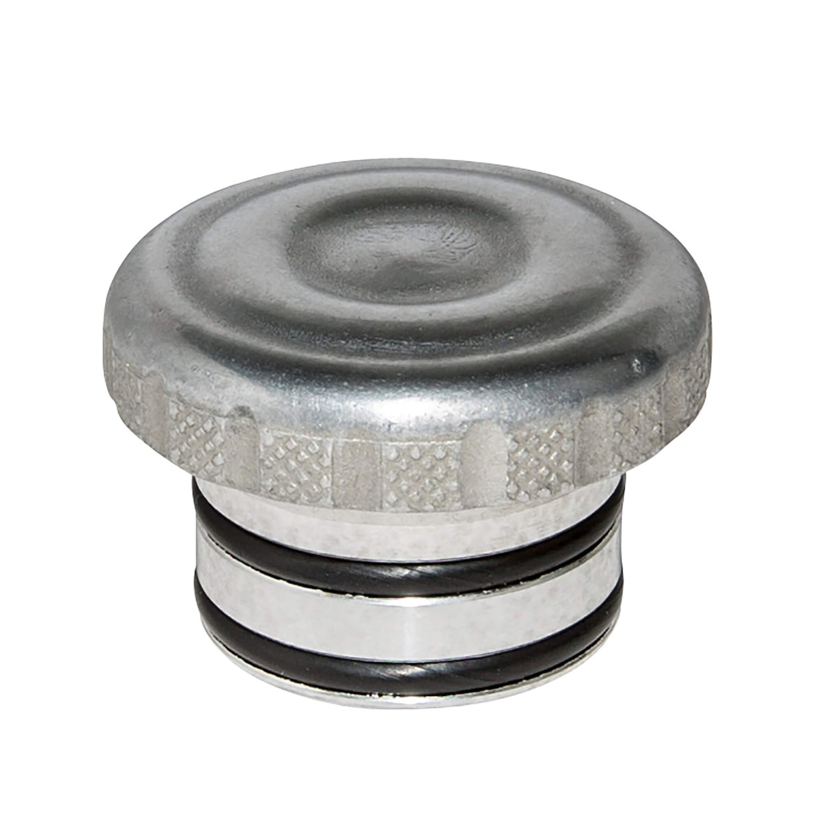Lowbrow Customs Cast Aluminum Knurled Oil Tank Plug - Semi Polished