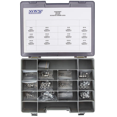 Colony Chrome Plated Hex Nut Assortment Tray - 120 Piece