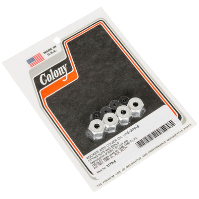 Colony #3179-8 Rocker Arm Cover Fitting Nuts and Seals 1957 - 1984 Harley-Davidson FL FX XL XLH XLCH